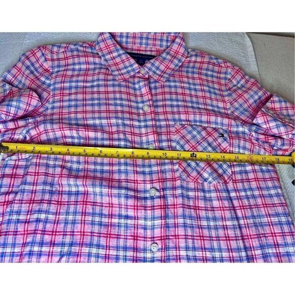 Tommy Hilfiger | Women’s Long Sleeve Plaid Pattern Button Down Blouse Top Sz S/P - Picture 5 of 8